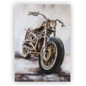 Custom Bike 3D Picture Canvas Wall Art In Silver And Grey