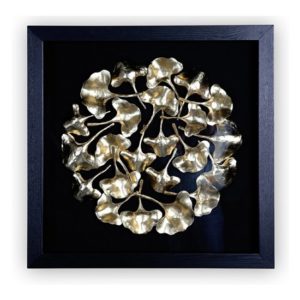 Ginkgo Golden Painting Wooden Wall Art In Black Frame
