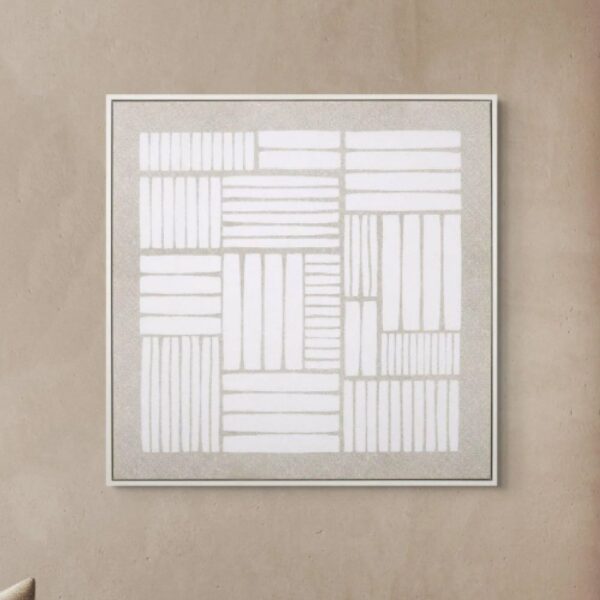 Bluffton Canvas Between Lines Wall Art In White Oak Frame