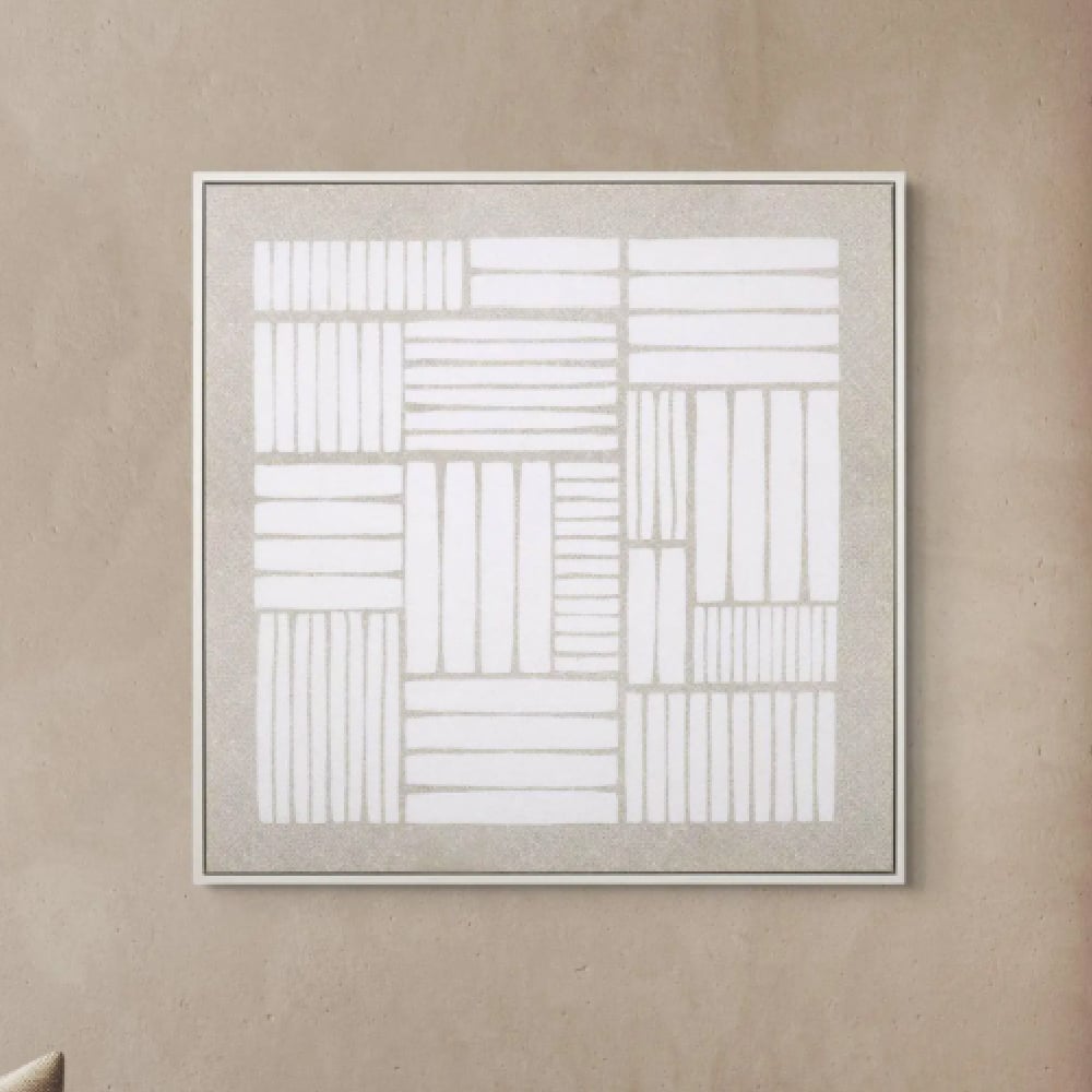 Bluffton Canvas Between Lines Wall Art In White Oak Frame