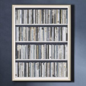 Bozeman Wooden Bookshelf Wall Art In Cream And Grey Frame