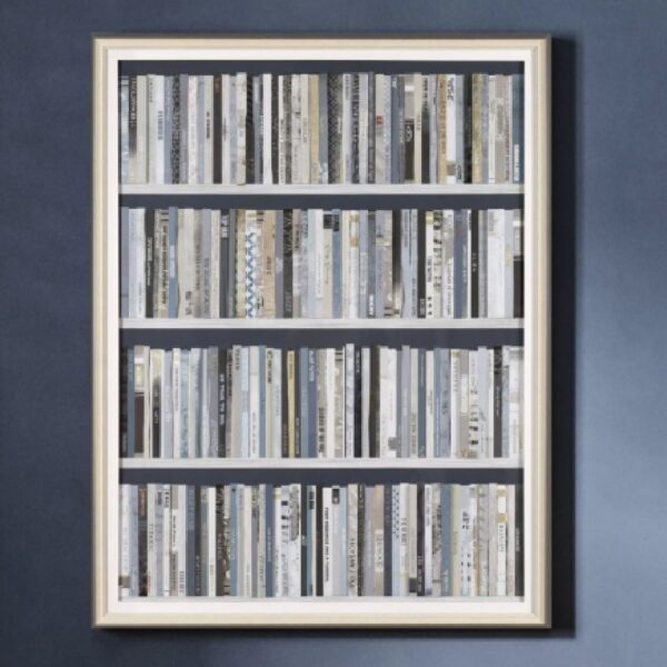 Bozeman Wooden Bookshelf Wall Art In Cream And Grey Frame