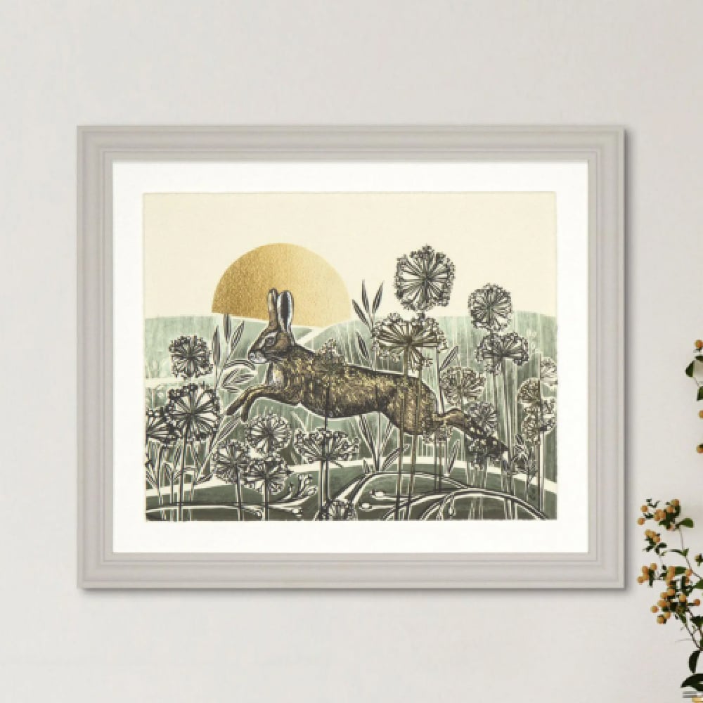 Brixton Wooden Break Of Dawn Light Wall Art In Grey Frame