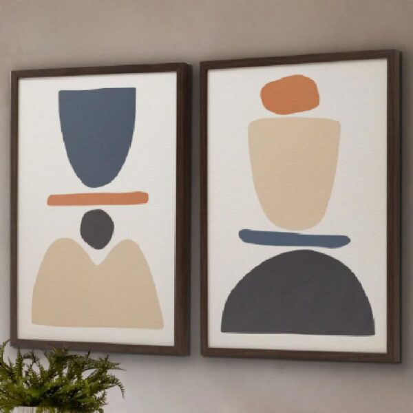Healdsburg Wooden Set Of 2 Balance Wall Art In Brown Frame