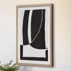 Skokie Wooden Noir Et Blanc Wall Art In Light Oak Frame