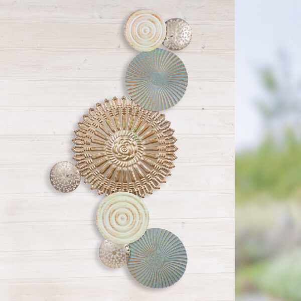 Alperton Metal Geometric Disc Wall Art In Multicoloured