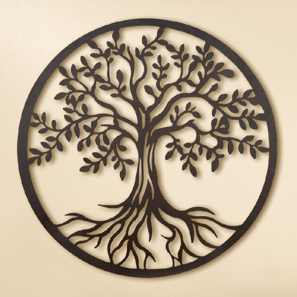 Alperton Metal Round Tree Wall Art In Dark Brown