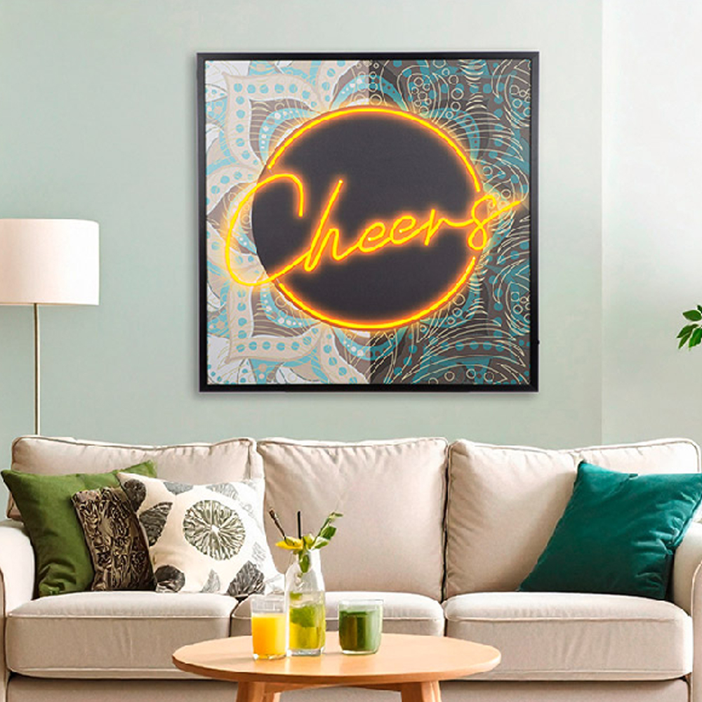 Cheam Canvas Cheers LED Wall Art In Multicoloured