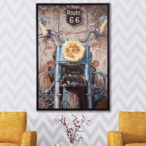 Cheam Canvas Motorcycle LED Wall Art In Multicoloured