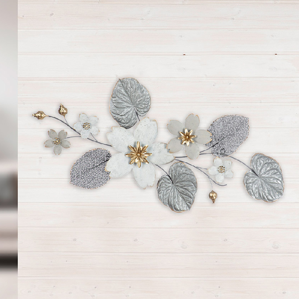 Cheam Metal Cherry blossom Wall Art In Silver And Grey