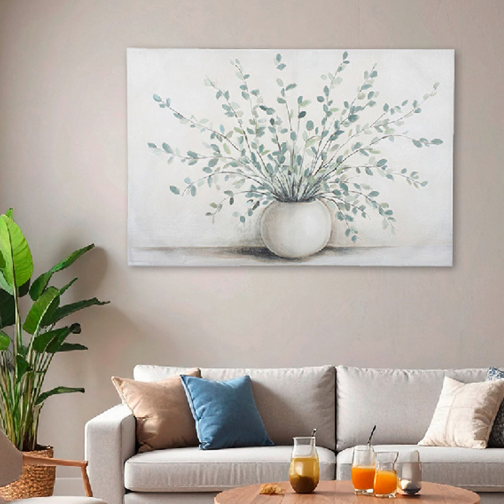 Cheam Wooden Plant Wall Art In Green And White