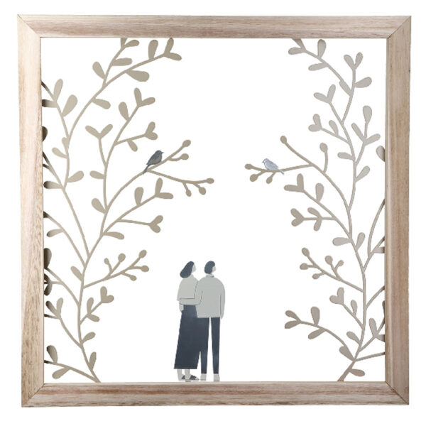 Colindale Metal Couple Wall Art In Matt White And Grey