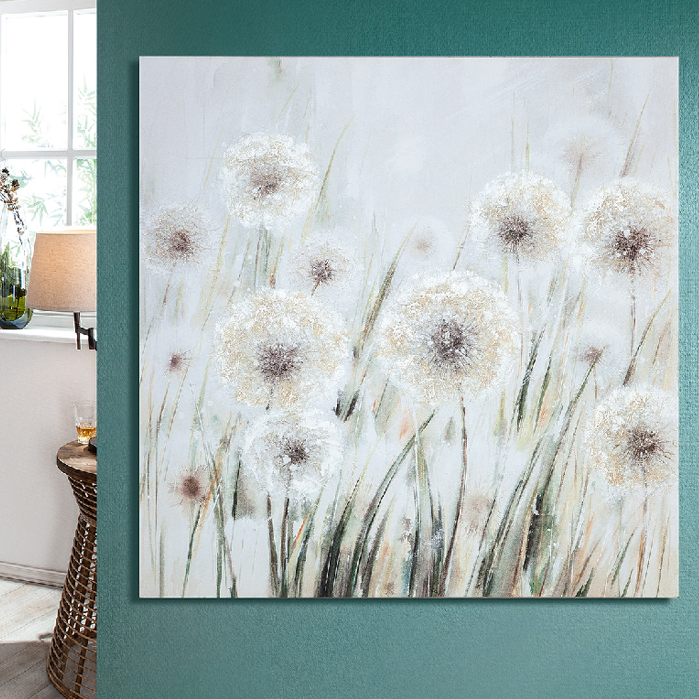 Colindale Wooden Bloom Meadow Wall Art In Cream And White