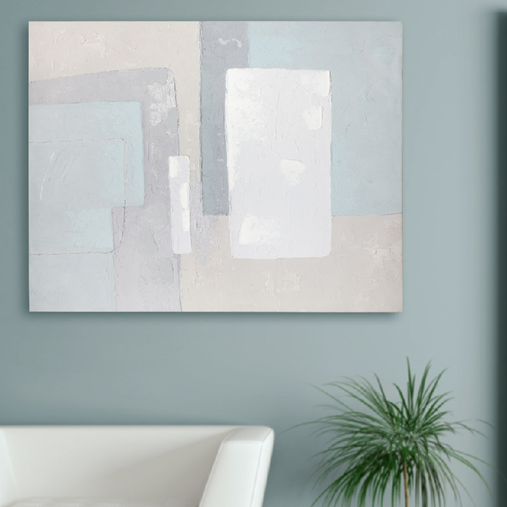 Colindale Wooden Geometric Wall Art In Blue And Grey