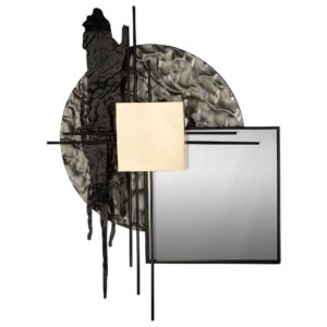 Arzano Metal Wall Art With Mirror In Black And Gold
