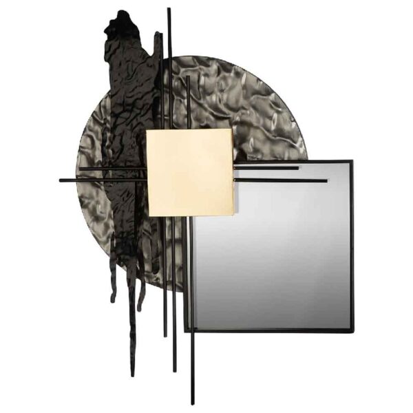 Arzano Metal Wall Art With Mirror In Black And Gold