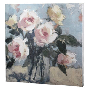 Colindale Canvas Flower Wall Art In Green And Pink