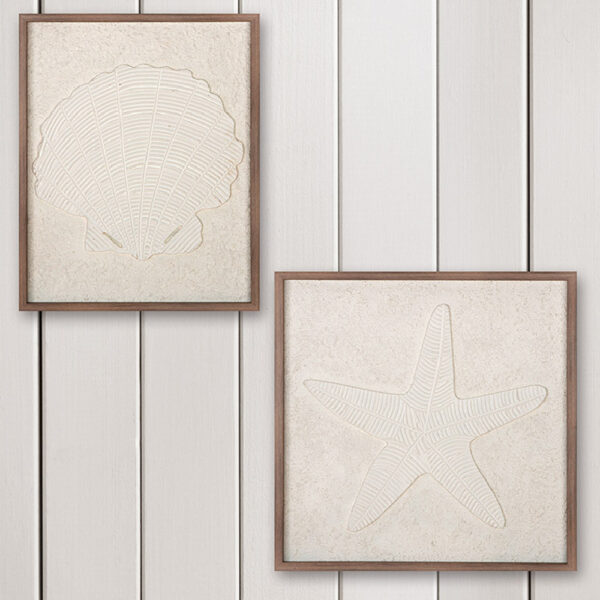 Colindale Wooden Shell Wall Art In Cream And Brown